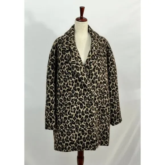SEZANE Sz 44 12 Andrew Leopard Print Coat Jacket - Picture 3 of 10